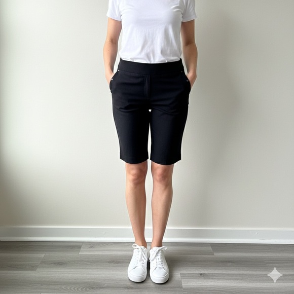 Hilary Radley Pants - Hilary Radley Classic Black Women's Bermuda Shorts Size 4